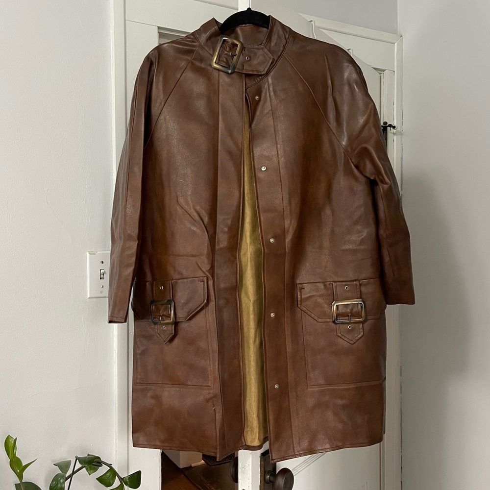 Vintage Keds Faux Leather Rain Coat with Buckle Details and Pockets
